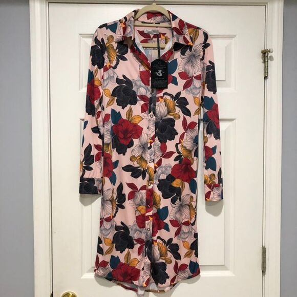 NWT Anatomie Cassie Secret Garden Pink Floral UV Protection Shirt Dress Sz Small - Picture 13 of 14